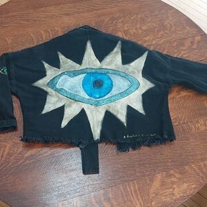 Unique Black Jacket with Evil Eye Protection Design